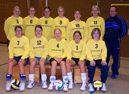 das sind: Annika, Vanessa, Melanie, Juliane, Annika, Alena, unser Trainer Jens, Melanie, Vicky, Marina;Inga und Julia.(Anne fehlt auf diesem Foto)